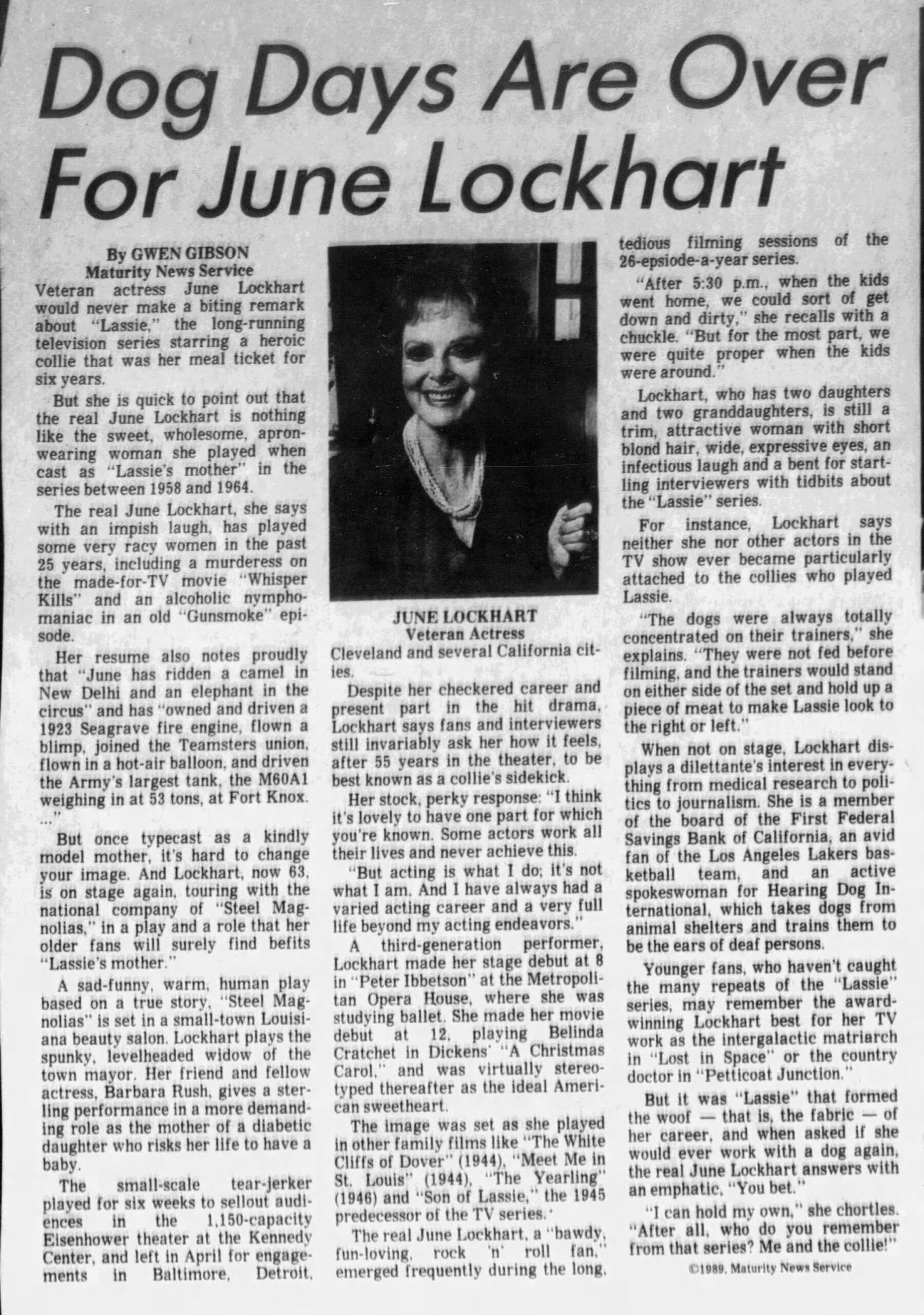 Dog Days Are Over For June Lockhart
